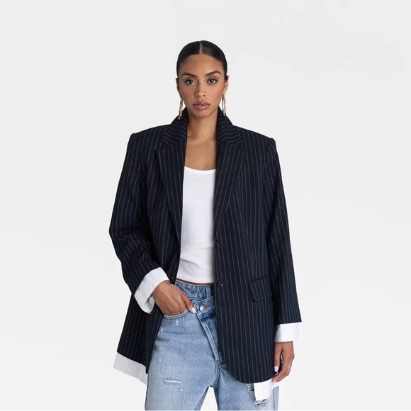 Kahlana Jackets & Blazers - KBB by KAHLANA Target Womens The Shirt Blazer Jacket Navy/White Striped Large